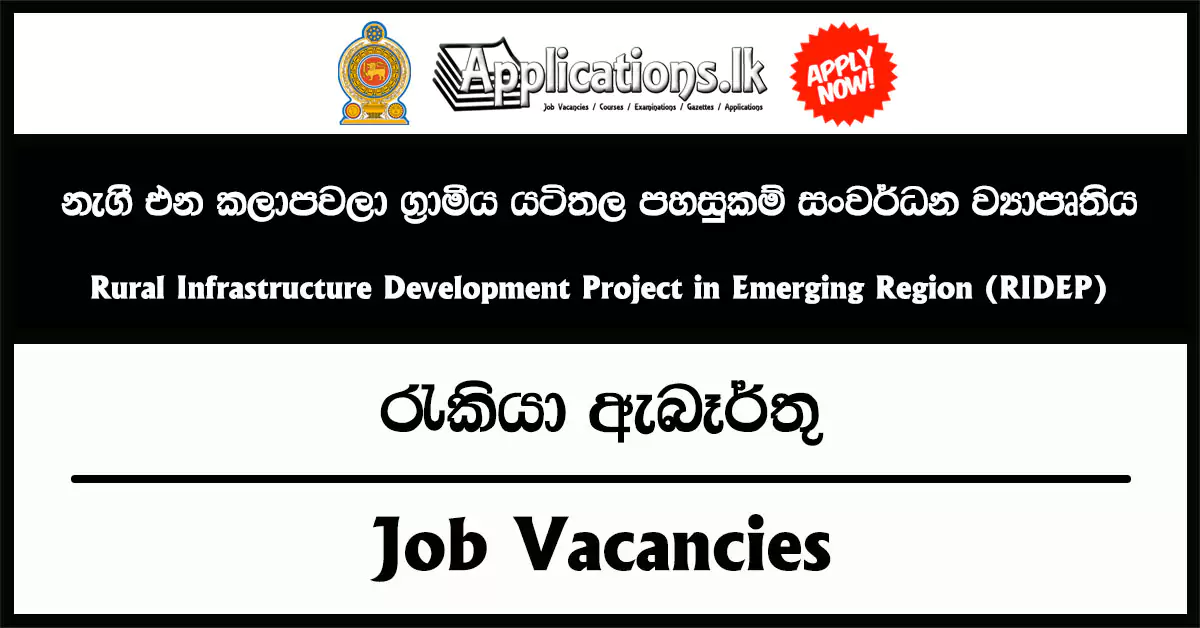 Deputy Project Director, Senior Engineer cum Procurement Specialist, Environmental and Community Development Specialist, Engineer Cum Compliance Officer, Technical Officer, Project Accountant, Accounts Assistant, Driver, Office Assistant – Rural Infrastructure Development Project in Emerging Region (RIDEP) Vacancies 2025