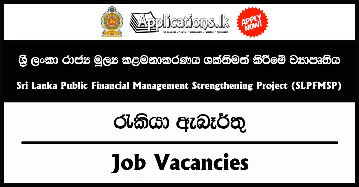 Senior Consultant (Information and Technology Management Specialist) – Sri Lanka Public Financial Management Strengthening Project (SLPFMSP) Vacancies 2025